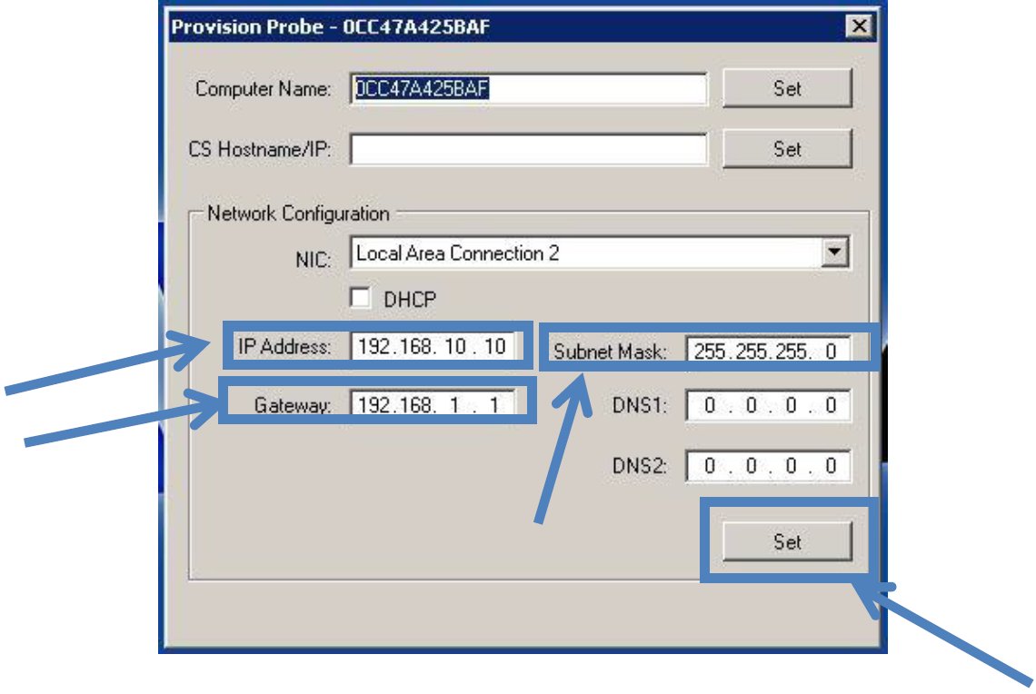 Figure 8.2.6. Provision Probe.exe – Scout Network Settings.